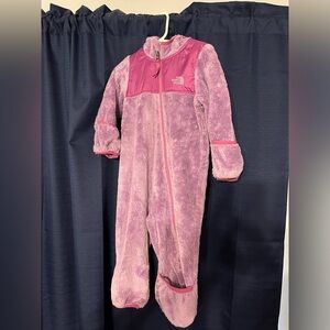 The North Face Girls Pink Fleece One-Piece Bunting